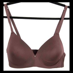 Montelle Intimates Womens Brown Seamless Wireless Lined Plunge Bra Sz 36C EUC